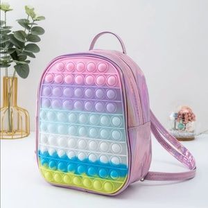 Girls Pink Iridescent Colorblock Bubble Backpack OS New